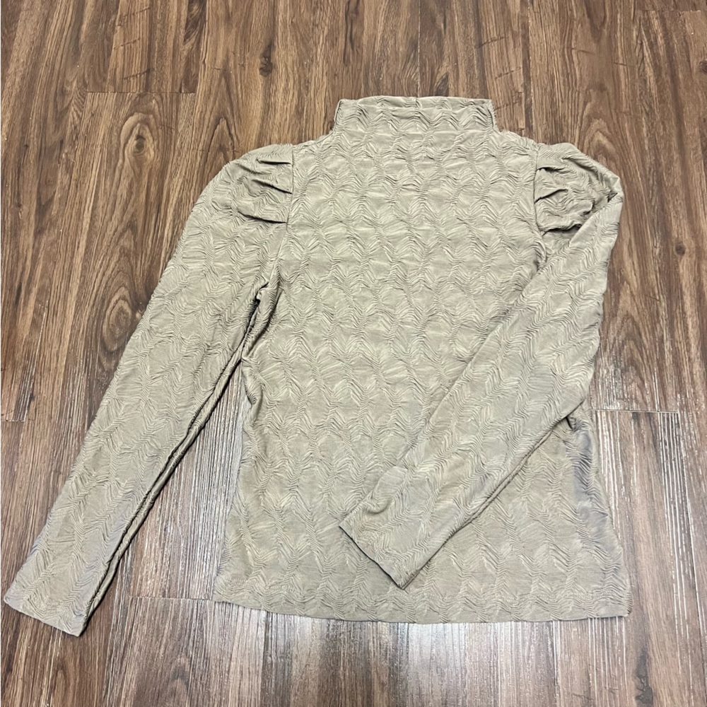 Prologue Target Women’s Business Casual Long Sleeve Patterned Brown Tan blouse